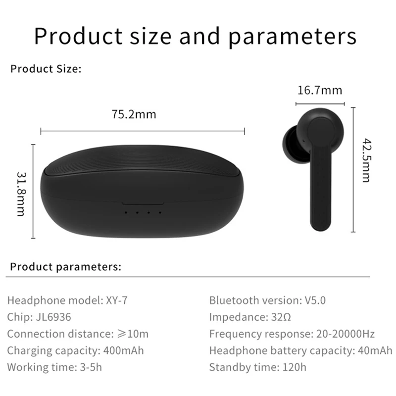 2020 новые XY 7 Tws беспроводные Bluetooth стерео наушники бас с микрофоном зарядная