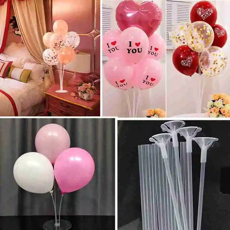 

10 Pcs Latex Balloon Sticks Clear Rods Balloons Stand Holder Sticks with Cup Kids Birthday Party Wedding Decoration Accessories