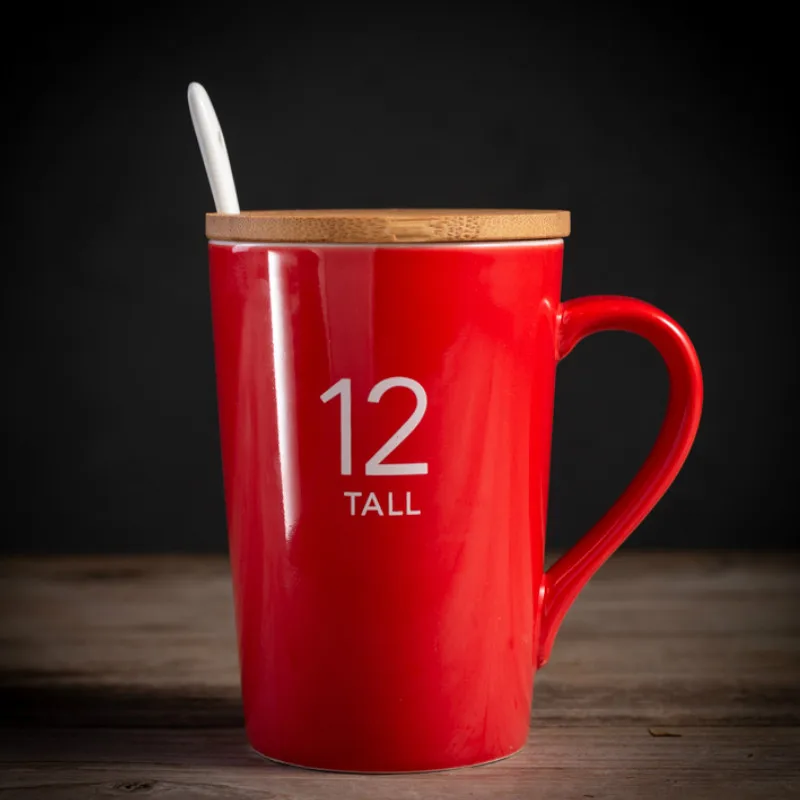 Керамическая кофейная кружка с крышкой и ложкой Офисная современная популярная