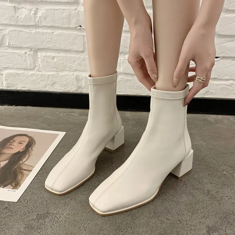 

Ankle Boots for Women High Heels 2021 Hot New Women Shoes Fashion Comfort Warm Short Boots Female Trend Wild Thick Heels Shoes