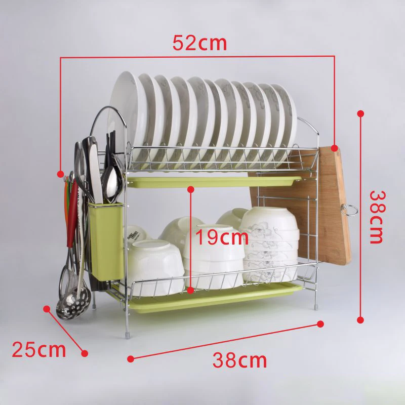 

2020New 3 Tiers Dish Drainer Stainless Kitchen Dish Rack Storage Shelf Washing Holder Basket Plated Knife Sink Drying Organizer
