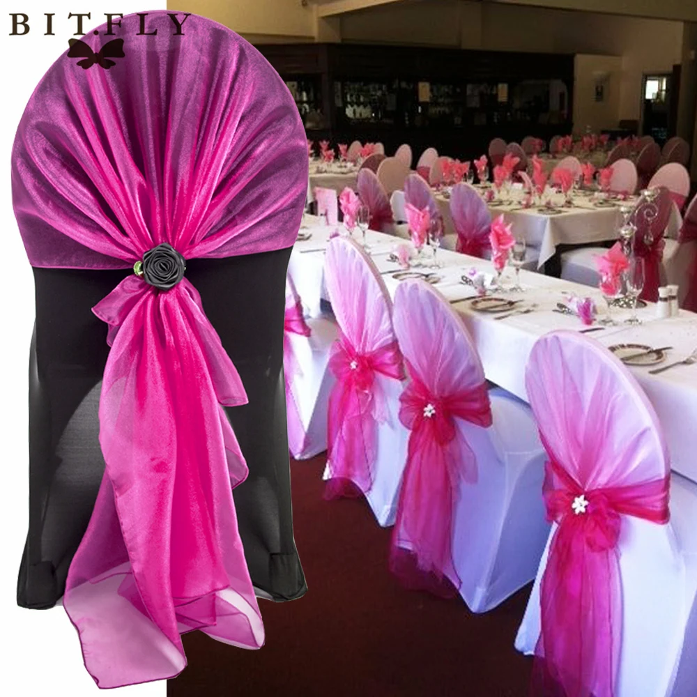 50 шт. новые персиковые свадебные чехлы для стульев из органзы с поясом вечеринки
