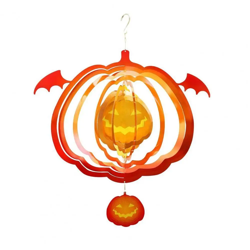 

Attractive Wind Chime Easy Installation Stainless Steel 3D Pumpkin Shape Exquisite Hanging Ornament for Home Wind