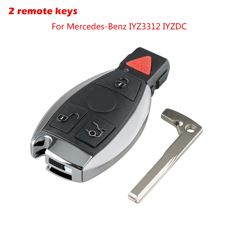 

2pcs Alloy Remote Smart Key Fob Case Shell For Mercedes-Benz IYZ3312 IYZDC Remote Entry System Kits Key Case