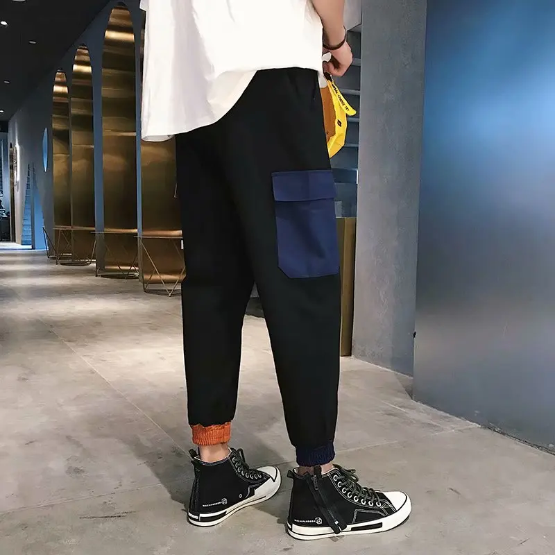 

2021 Men's pants Fashion Spliced Color England Style Sweatpants Cargo Men Trousers Casual Streetwear jogging Hip Hop Men Pants
