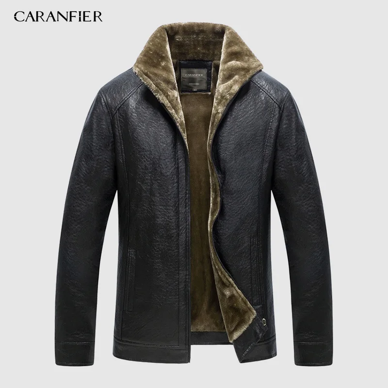 031 CARANFIER, новинка, зимняя мотоциклетная мужская кожаная куртка, Мужская ветровка, Куртки из искусственной кожи, мужская верхняя одежда, теплая бейсбольная куртка из искусственной кожи, Размер 4XL - Color: 031