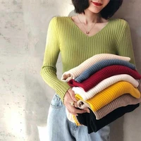 2021 autumn winter pullover basic b neck solid women female knitted ribbed sweater slim long sleeve badycon high quality sweater