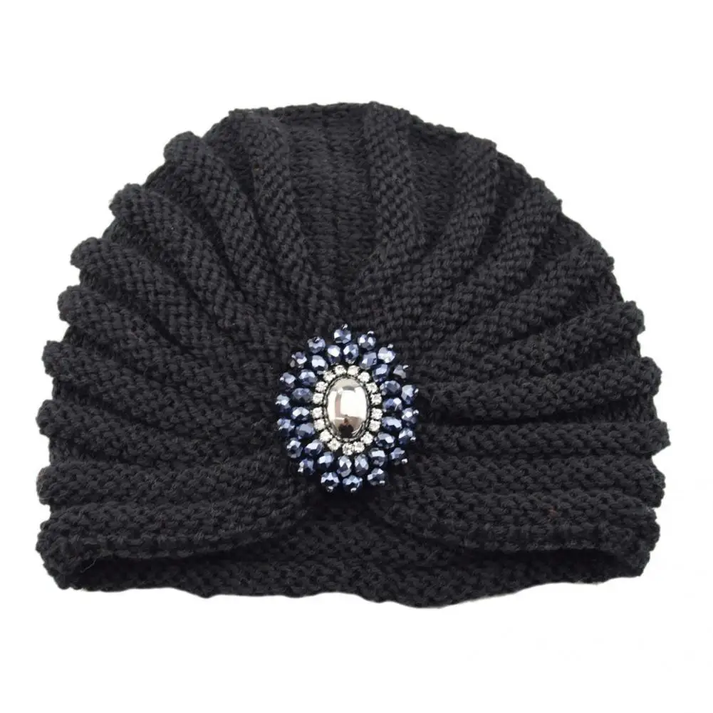 

Women Knitted Hat Folding Women Head Cap Comfortable Decorative Women Hat
