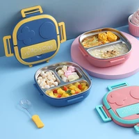 lunch box 550ml lid travel snacks container stainless steel outdoor picnic kids baby food storage anti slip portable bento box