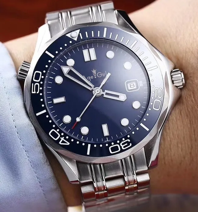 

Classic New Men Automatic Mechanical Watch Blue Black James Bond 007 Ceramic Bezel Crystal Sapphire Sport Fashion AAA+