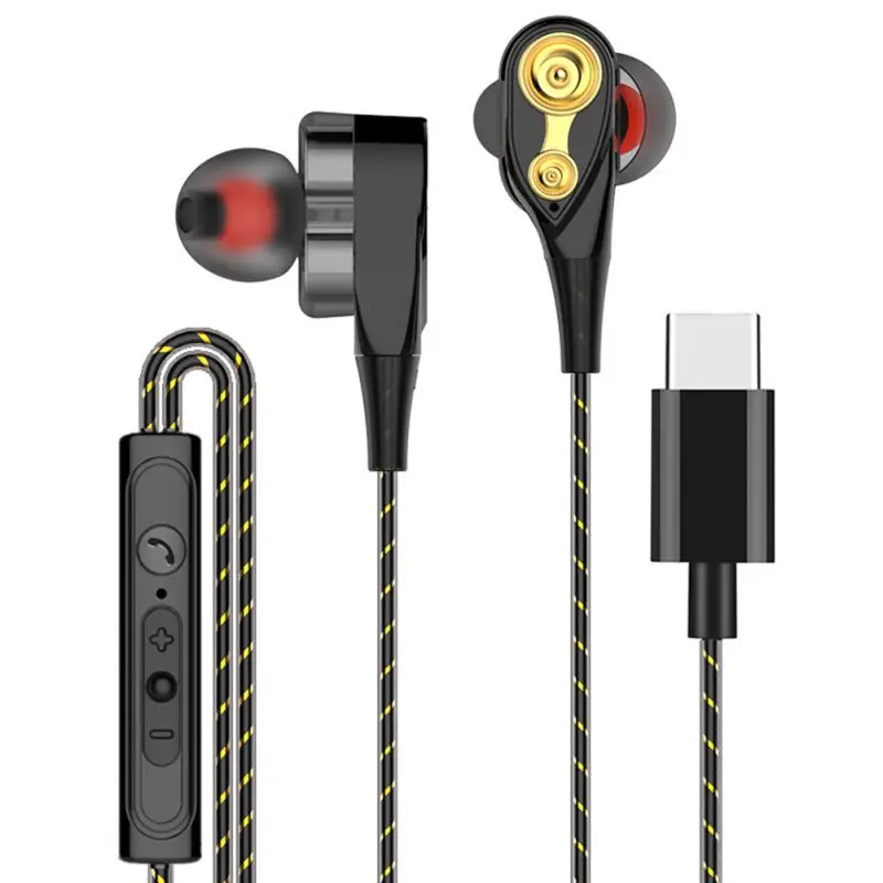 Цифровые наушники с двумя динамическими драйверами USB C наушники-вкладыши HiFi type-C |