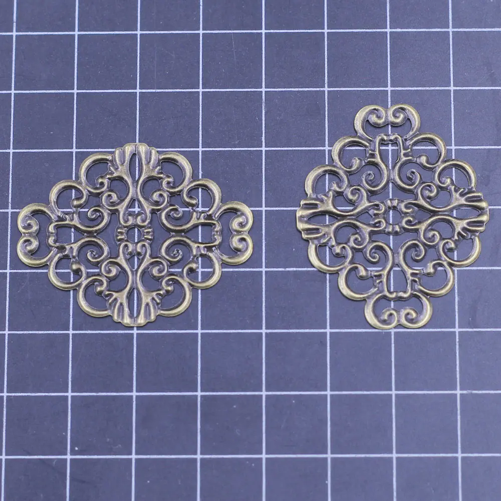 Бронзовые коннекторы с цветами 10 шт. пустотелые филигрань металлические