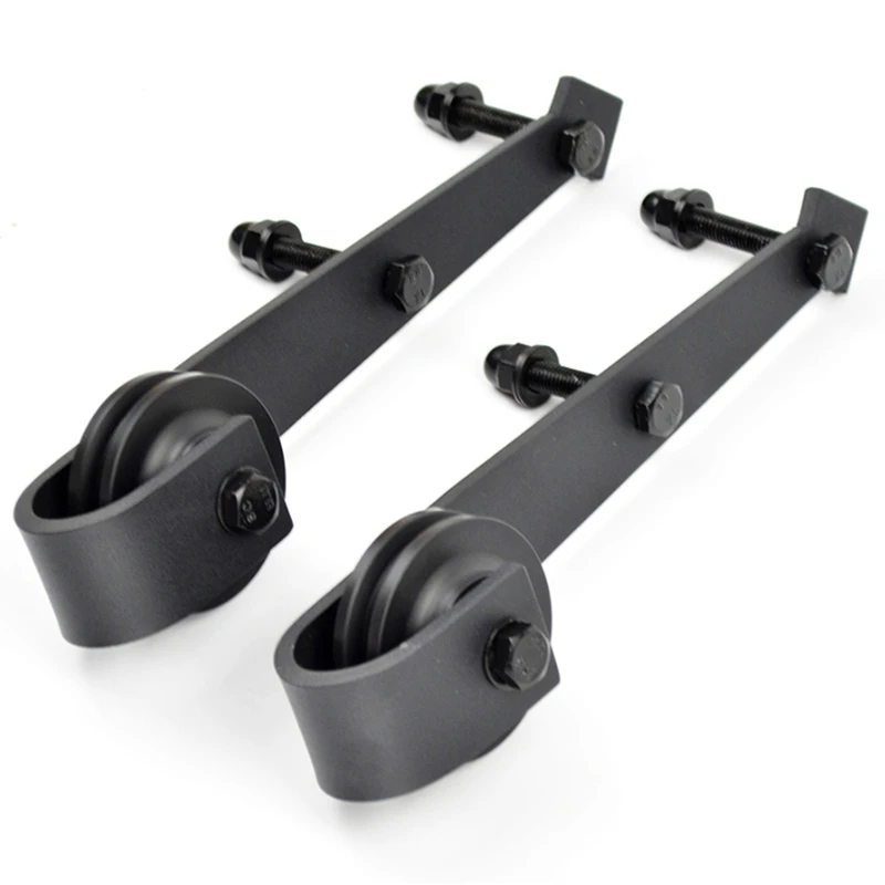 

2Pcs Black Steel Sliding Barn Wood Door Roller Hardware Replacement Hanger