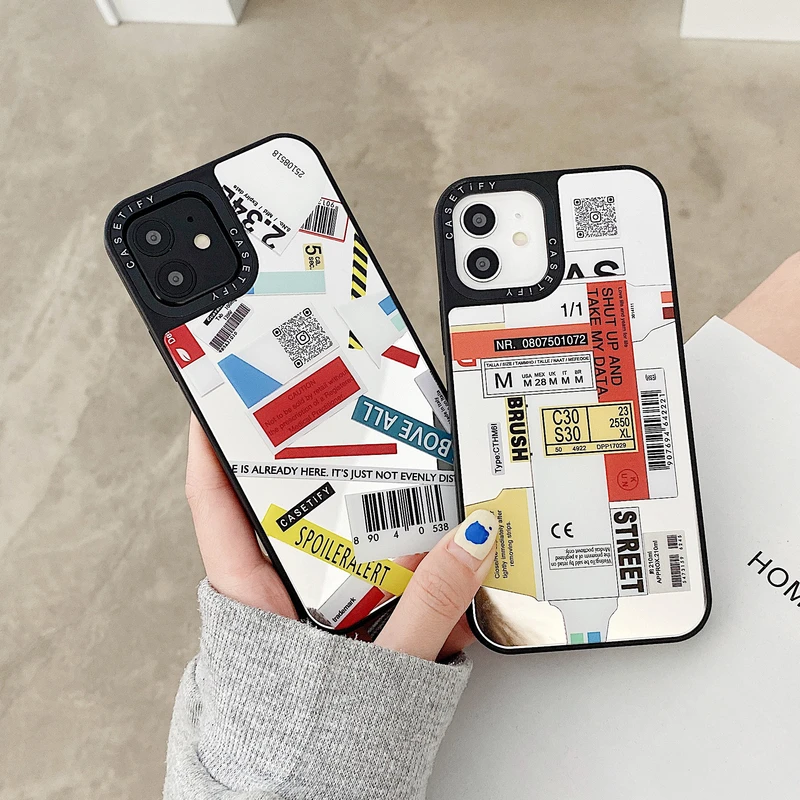 

Luxury Art Retro Geometry Label Mirror Phone Case For iPhone 13 12 11 Pro Max X Xs Max Xr 7 8 Plus Cases Fashion Hard Back Cover