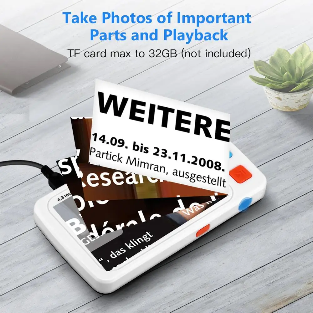 Portable Digital Magnifier Handheld Electronic Reading Aid 4.3 Inch Foldable Handle Multiple Color Modes For Low Vision | Инструменты