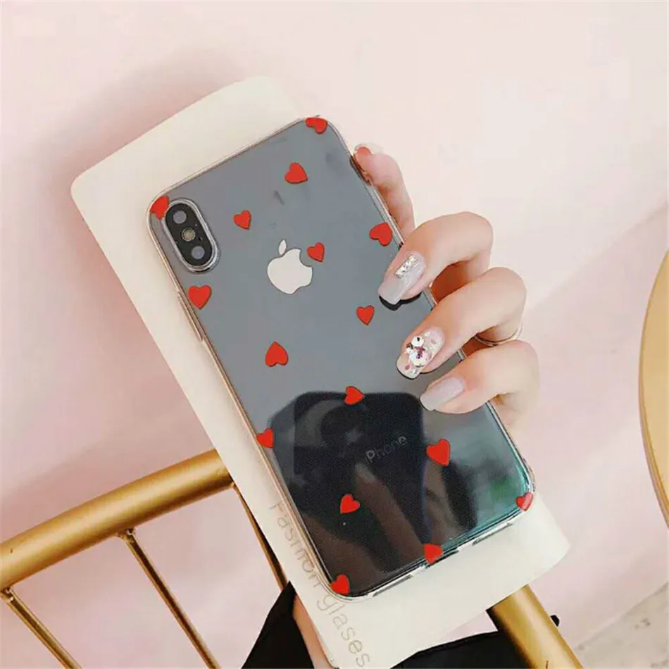 Lovebay Love Heart для iPhone 6, 6 s, 7, 8 Plus, X, XR, XS Max, 11 Pro, Max, 5, 5S, SE, чехол для телефона с волнистыми точками, прозрачный мягкий ТПУ для iPhone X