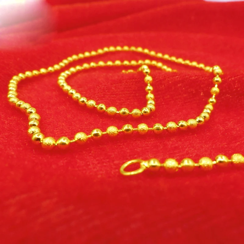 

2mm Beads Chain Thick Yellow Gold Filled Women Girls Collar Link Chain Gift