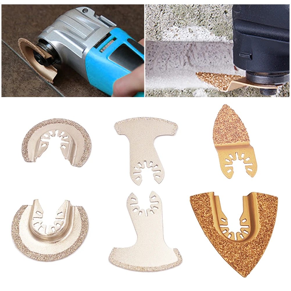 

6pcs Cutting Oscillating Blade Set Grinding Sanding Cemented Carbide Saw Blades Tiles Repair Professional Power Tool Shaping
