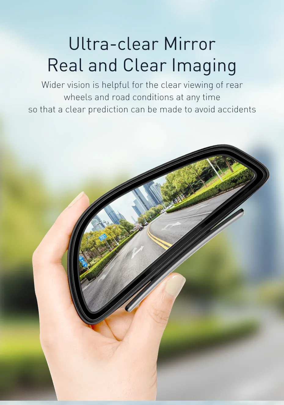Baseus 1 пара, автомобильное вспомогательное зеркало заднего вида, высокое разрешение, большой вид, Выпуклое стекло, широкий угол, зеркало заднего вида, слепое пятно