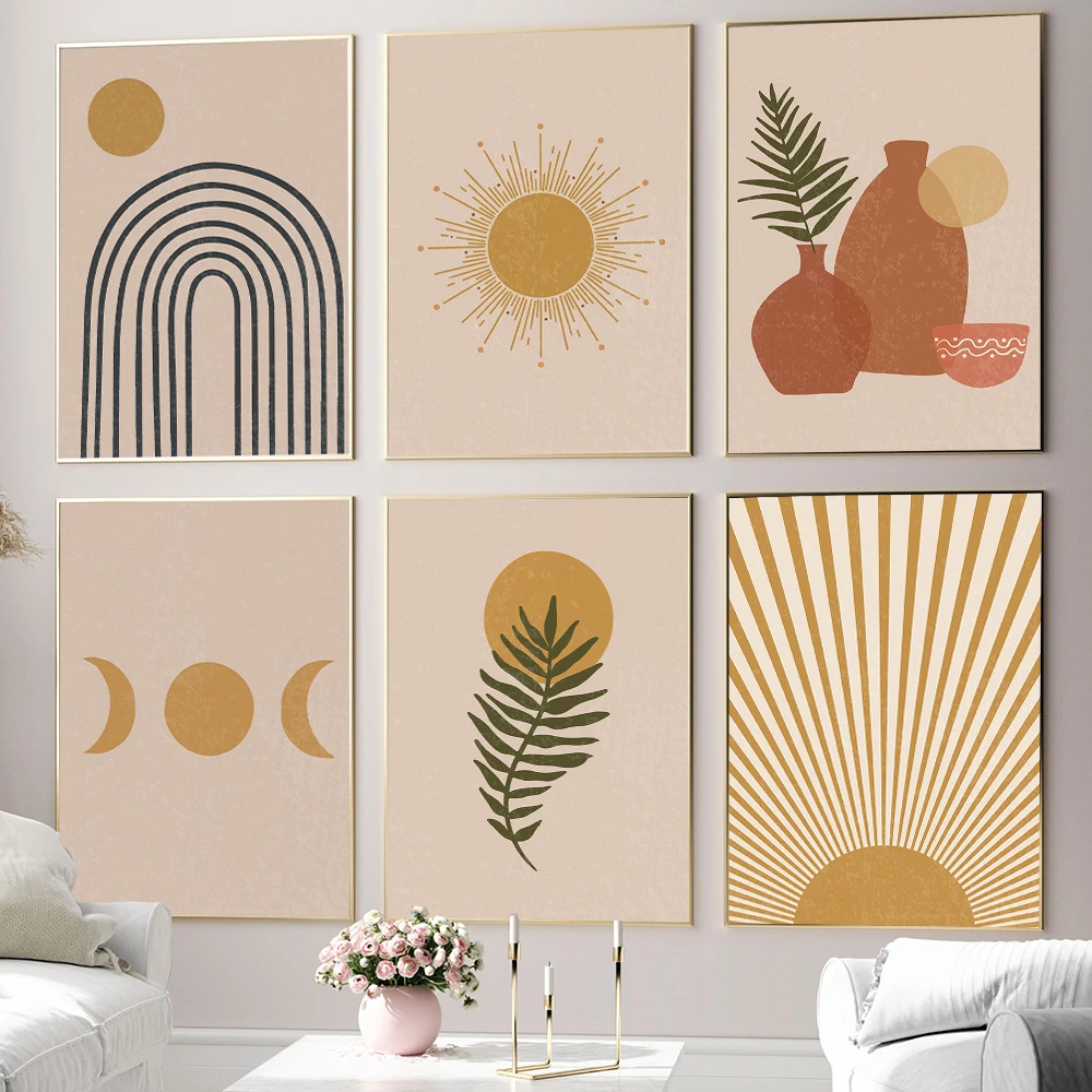 Абстрактная сгоревшая оранжевая Настенная картина на холсте Пейзаж Радуга