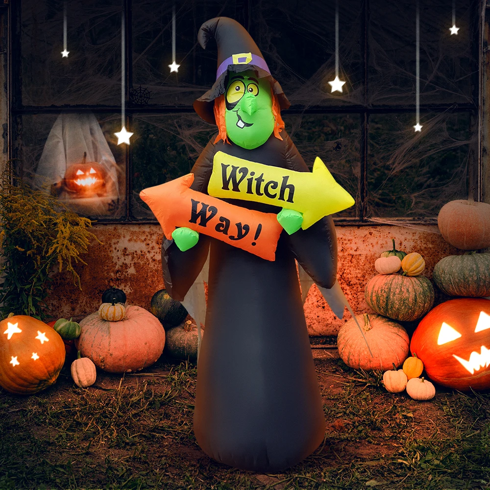 

240cm Halloween Arch Witch Inflatable Decoration Scary Black Ghost Decor Outdoor Garden Party Accessory Inflatable Witch