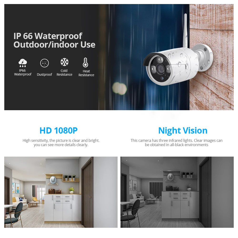 Fuers 4CH CCTV камера система безопасности комплект WIFI беспроводной NVR 1080P ИК ночного