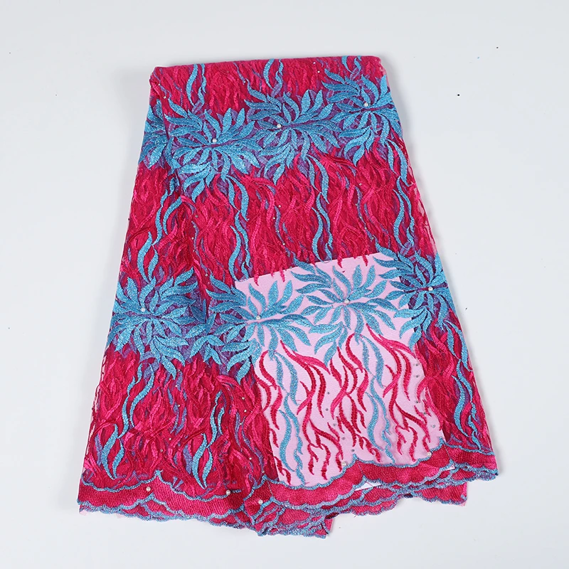 2019 последние королевские синие французские африканские шнурки ткань высокого