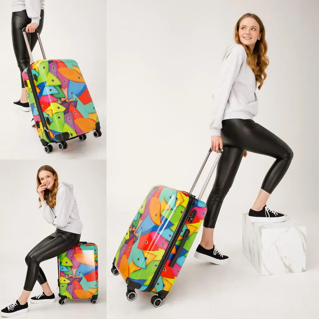 

Biggdesign Fish Patterned Colorful Medium Suitcase