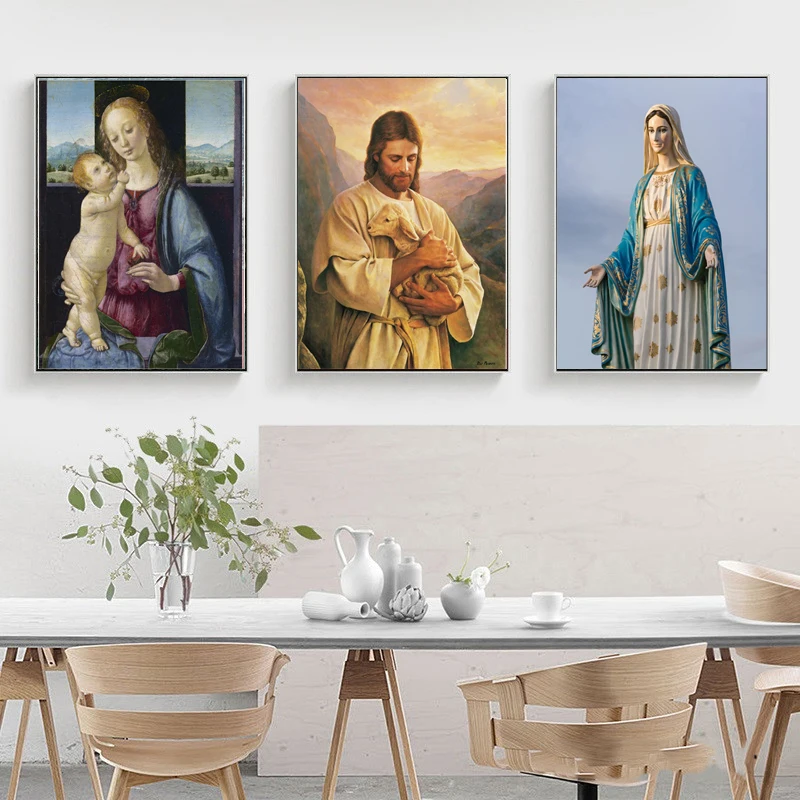 

Virgin Mary Christian Canvas Painting Wall Art Picture Home Decor posters and prints Living Room Catholic Church Besdroom Mural