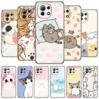Cute kawaii cat Phone Case For Xiaomi Redmi POCO NFC 10T 11T K20 K40 Pro 11i Lite CiVi Black Cover
