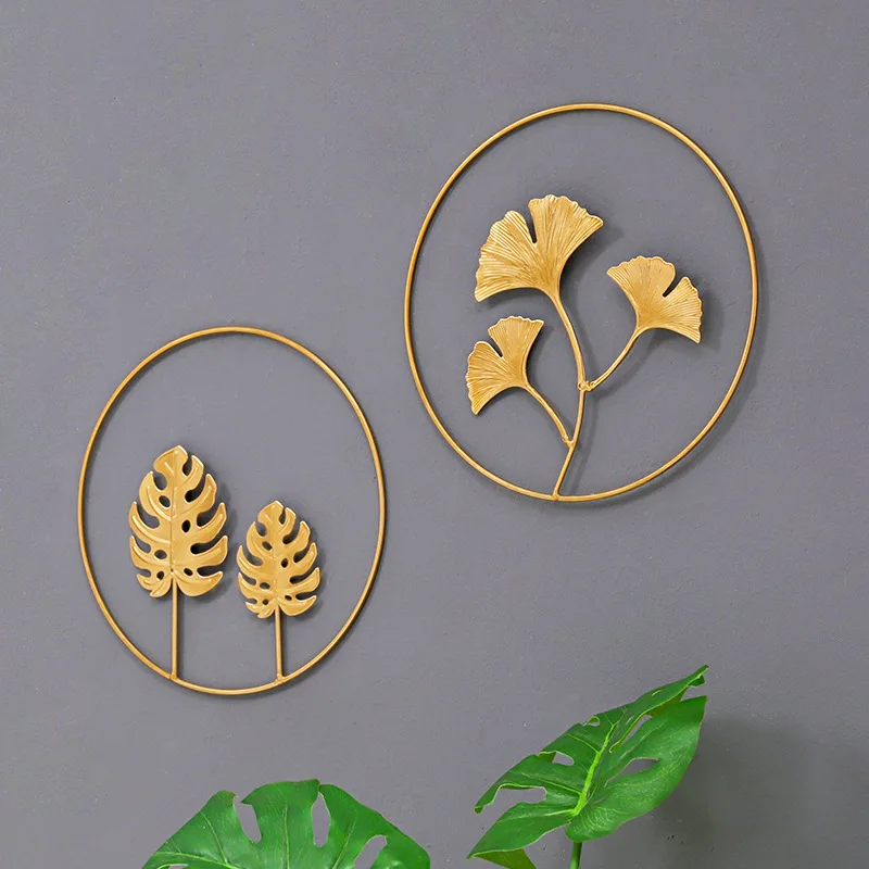 

Nordic Minimalist Wall Decoration Home Living Room Shop Background Wall Decoration Light Luxury Iron Art Metal Leaves