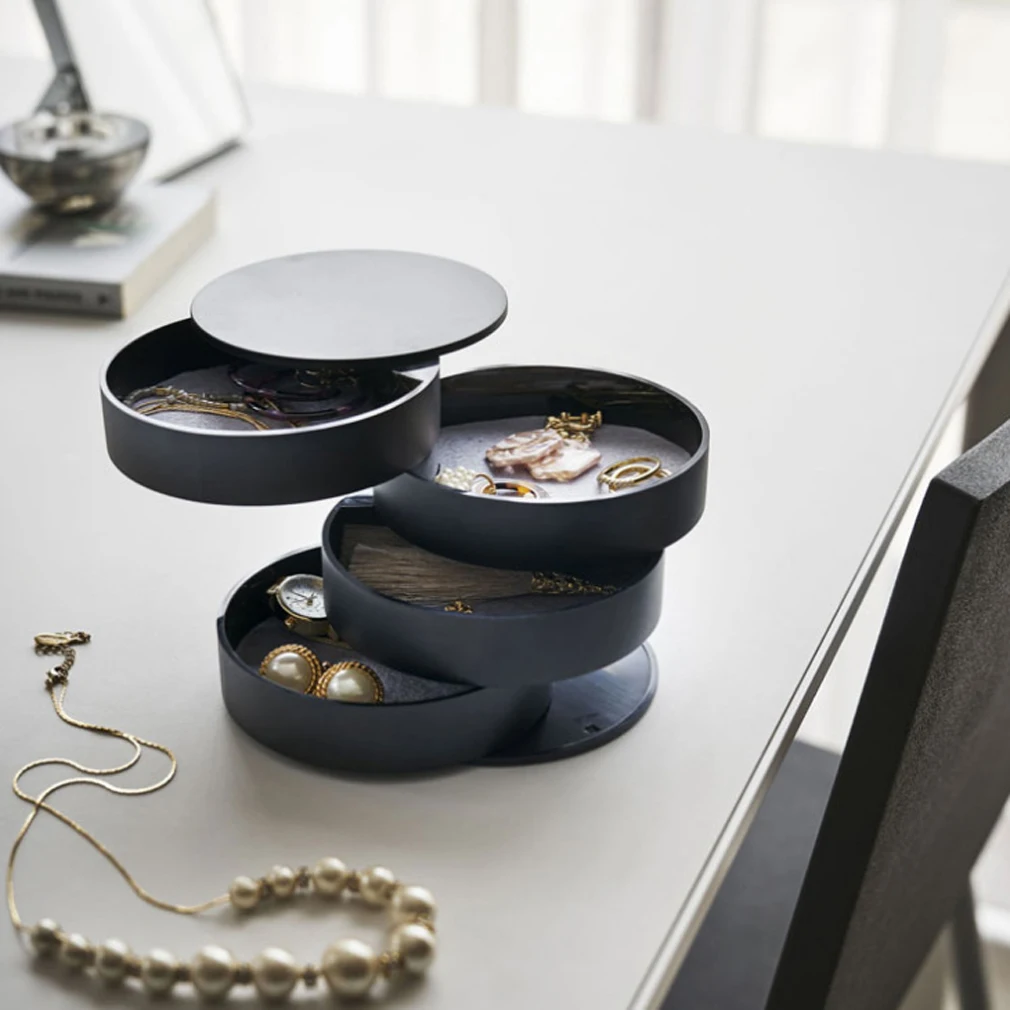 Туристические украшения органайзер чехол на 360 ° коробка для хранения ожерелье