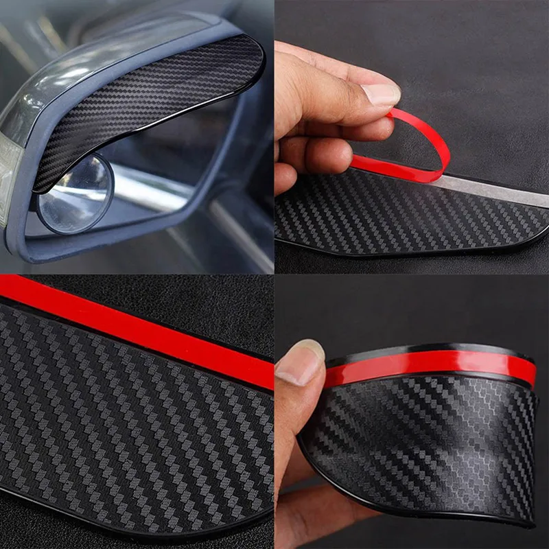 

For 2Pcs Carbon Fiber Car Rear View Mirror Rain Eyebrow Side Mirror Rain Visor Snow Guard Shield Cover Sun Shade Protector