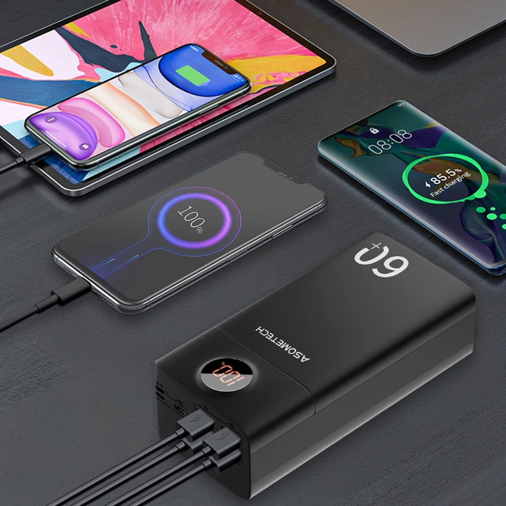 

Power Bank 60000mah QC 3.0 Quick Charger Type C PD 18W Two-Way Fast Charge External Battery Poverbank For Xiaomi iPhone 12