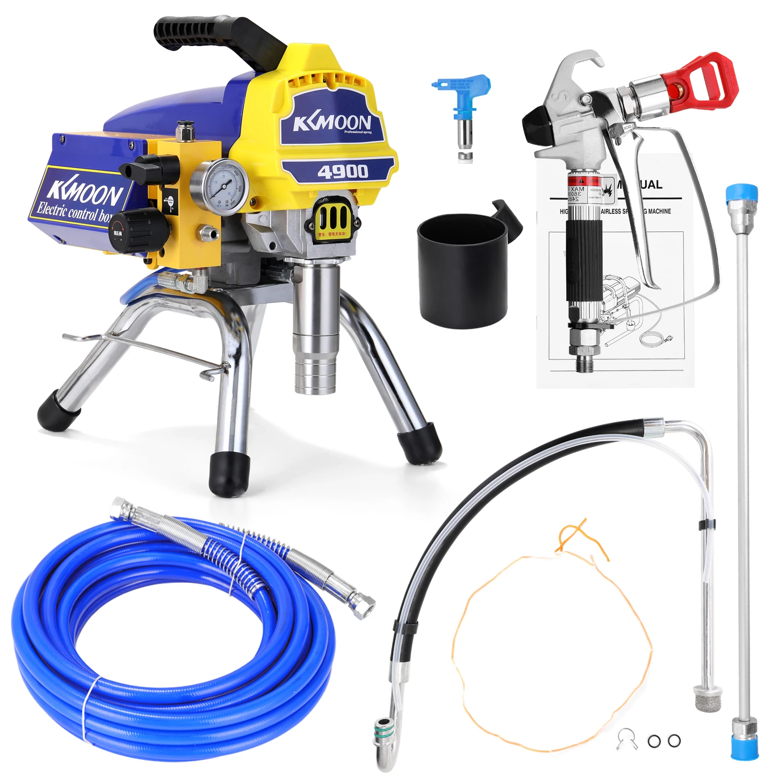 

KKmoon TA-4900 Plunger Type Paint Sprayer High-pressure Airless Spraying Machine Electric Internal-feed Painting Tool