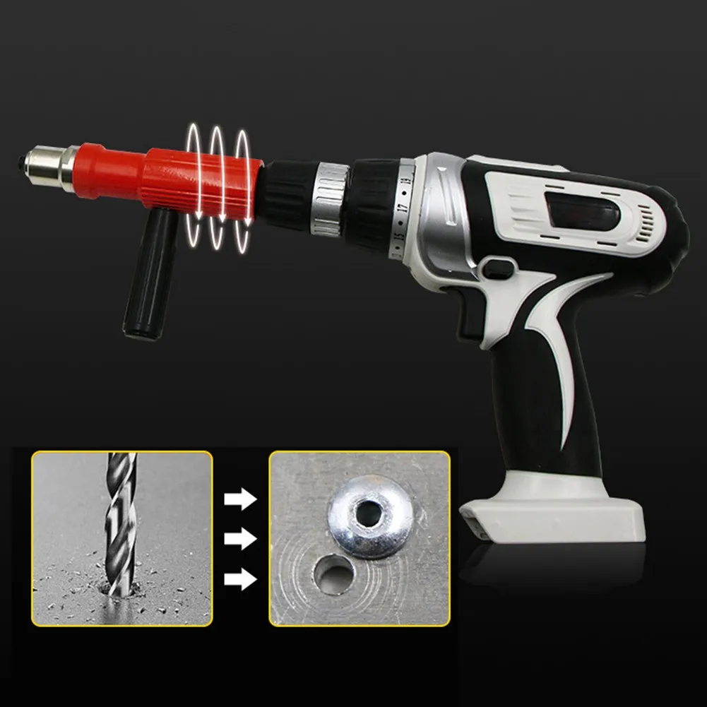 

Electric Rivet Gun Cordless Drill Adaptor Rivet Gun Insert Nut Riveter Pull Nail Power Riveting Tool