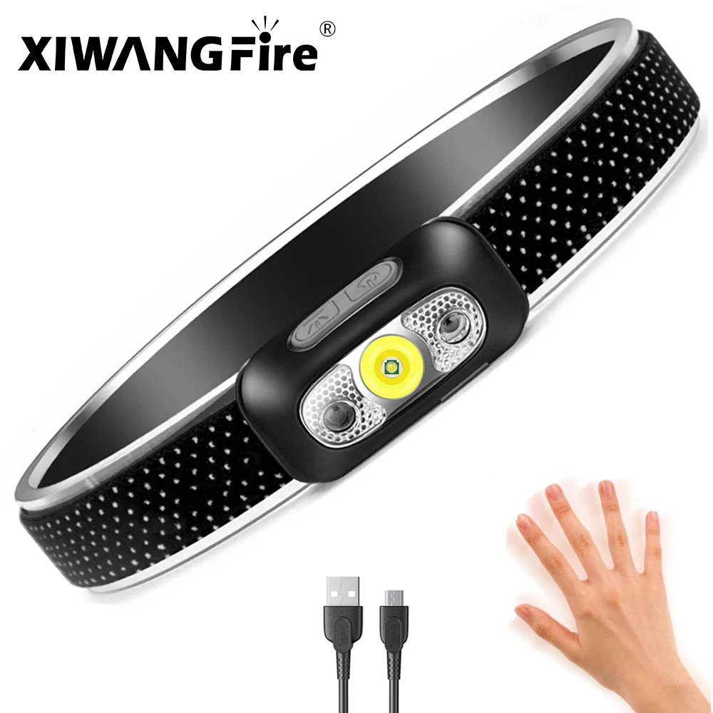 

XiwangFire Lightweight LED Headlight USB Rechargeable Outdoor Sensor Lantern Camping Fishing Bicycle Light Headlamp Flashlight