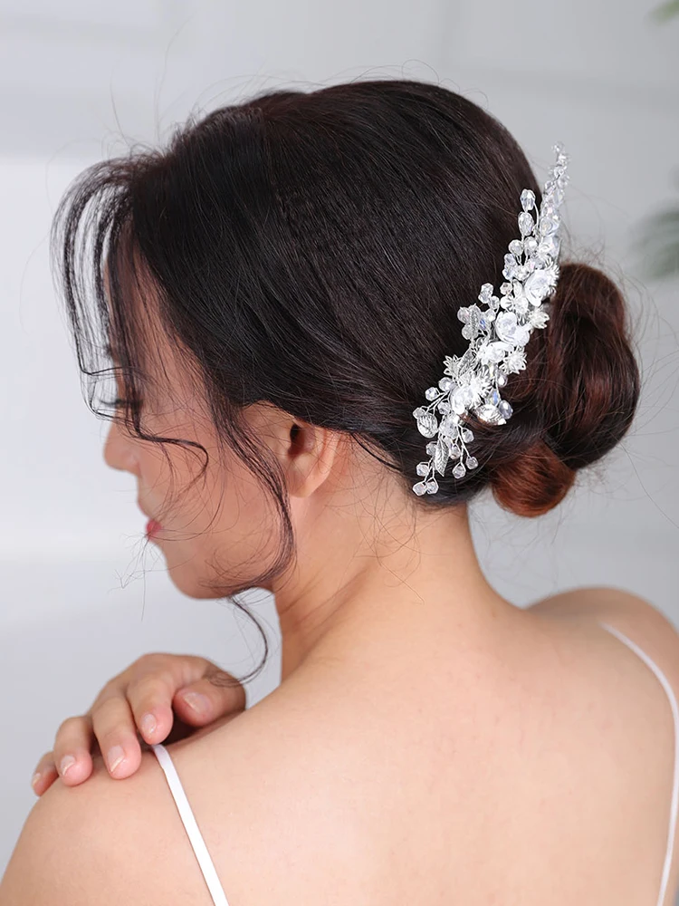 Свадебные Элегантные аксессуары для волос Серебряный цветочный гребень