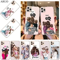 phone case for iphone 13 11 12 pro max xs max xr x super mom baby girl soft tpu silicone for iphone 6 7 8 plus se2020 back cover