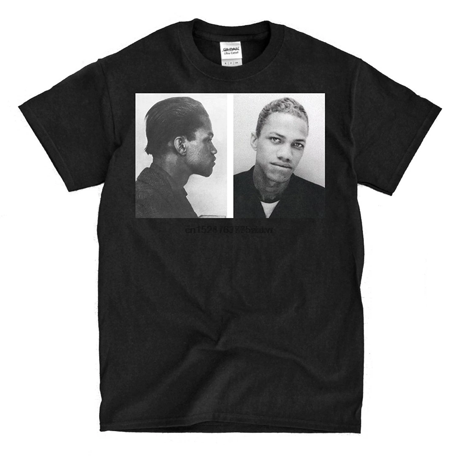 Malcolm X (D3) young mugshot-черная футболка Мужская Черная хлопковая с коротким рукавом в