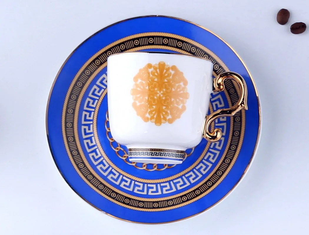 

Turkish style coffee cup 6-piece set Ceramic coffee cup and saucer set Concentrated small mini cup coffee mug