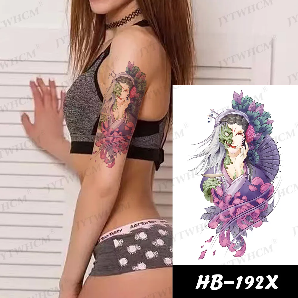 Tattoo Sticker Waterproof Animated Stickers Swallow Art Arm Sleeve Temporary Japanese Body Pink Rose Design Fake Tattoos | Красота и
