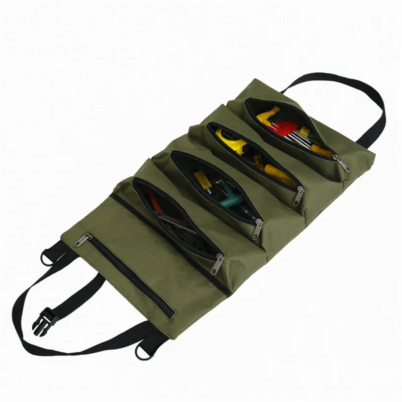 

Multifunctional Auto Interior Car Storage Bag Canvas Hanging Oxford Cloth Car Backrest Tool Hanging Bag Foldable Tool Roll Bag