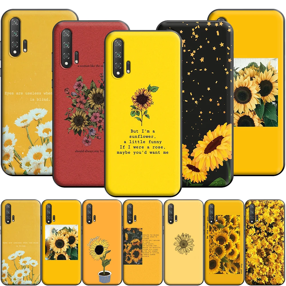 Красивый Желтый силиконовый чехол с подсолнухом для Huawei Honor V30 30 8 8A 8X 8C 9 9X 10 Note View 20
