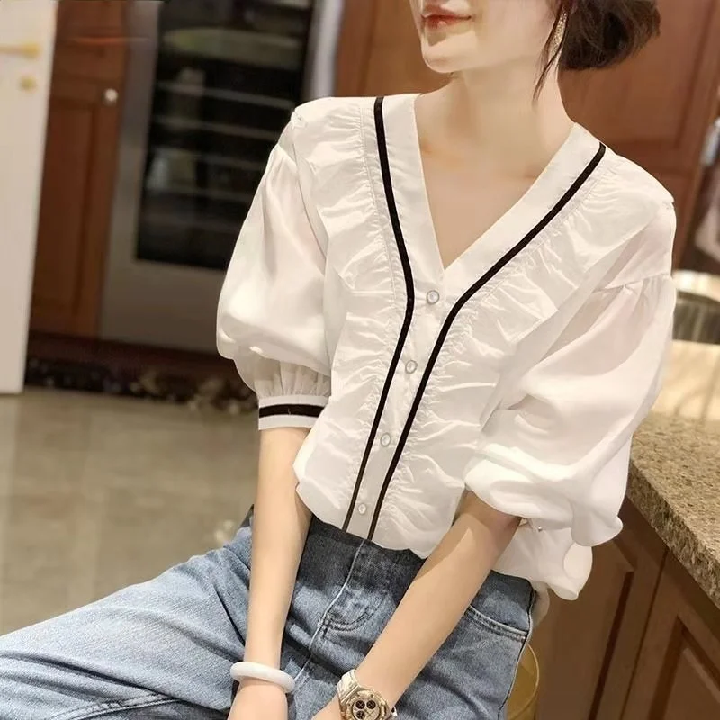 

Women's blouse shirt 2021 fashion women blouses and shirts Elegant long sleeve ruffless Top womantop plus size