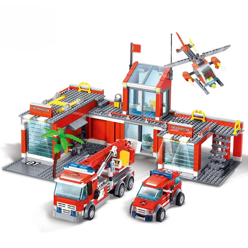 

CITY 8051 Fire Station Model Blocks Building Blocks Plastic DIY Bricks Educational Toys For Children Gift architecture enlighten