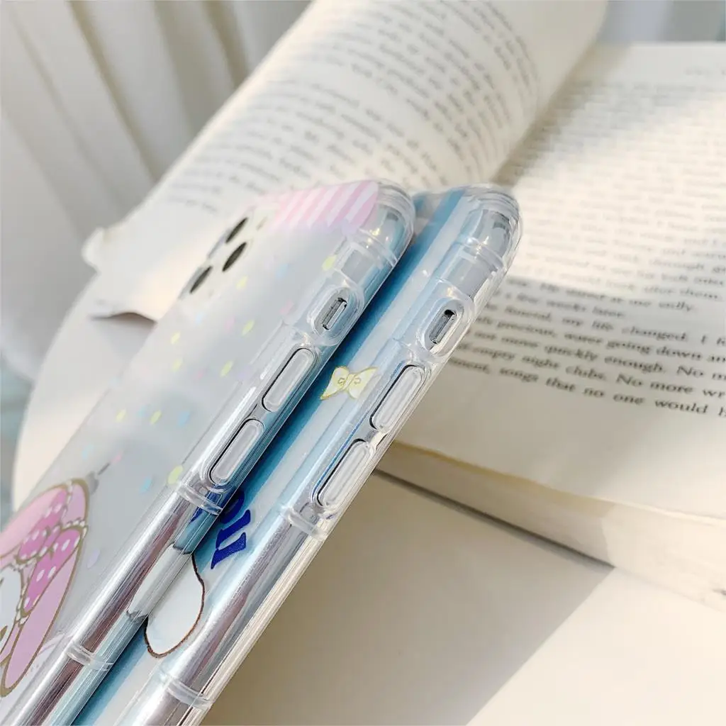 cute cartoon Melody Cinnamoroll dog phone case For iphone Xs 11 pro MAX XR X 7 8 plus couple clear soft TPU back cover stripe |