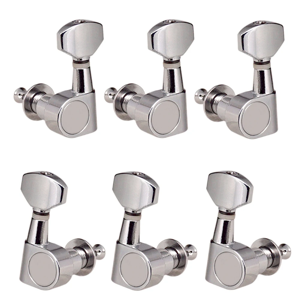

Folk Guitar Parts Alloy String Tuning Pegs Tuners 3R3L Square Button Chrome