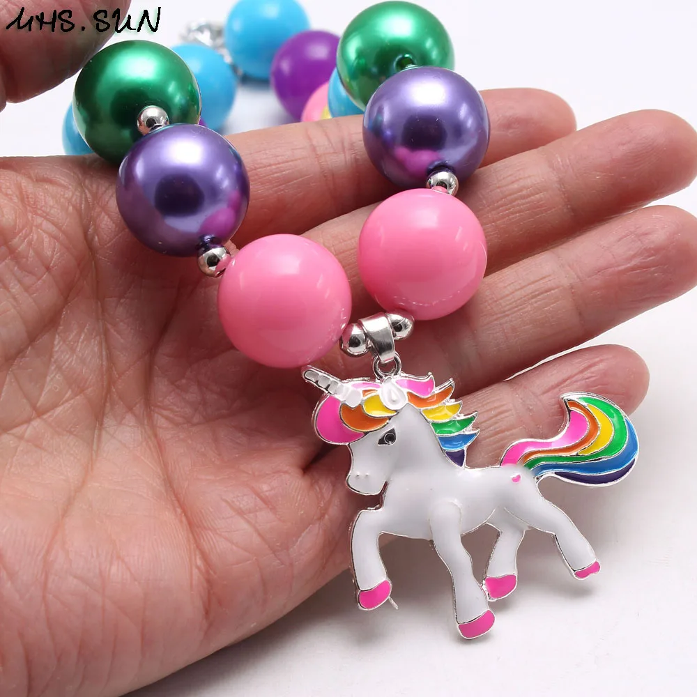 Детское ожерелье MHS.SUN разноцветное объемное из бусин с подвеской в виде