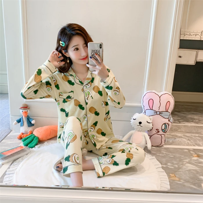 Пижамы для девочек Сезон осень зима Удобные женские пижамные комплекты с